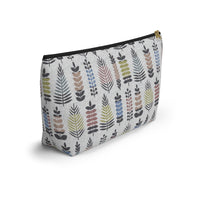 Stamped Leaves Accessory Pouch w T-bottom in Black